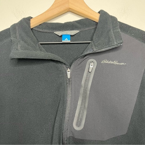 Eddie Bauer Men Cloud Layer Pro 1/4-Zip Pullover Sweater Large Black Zip Pocket - Picture 9 of 13